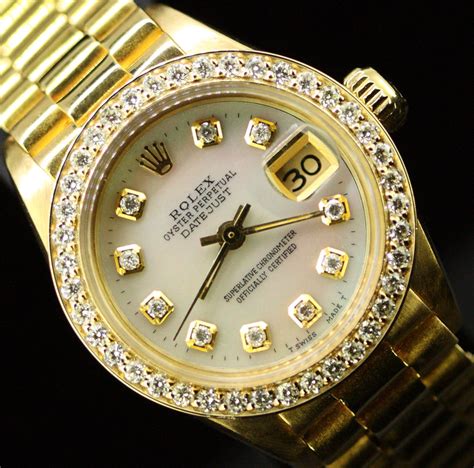 18k gold ladies rolex cocktail watch|rolex ladies datejust diamond bezel.